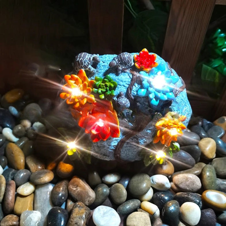 Éclairage paysager LED tortue fleur en résine imitation pierre solaire Art Déco moderne étanche pour jardin 