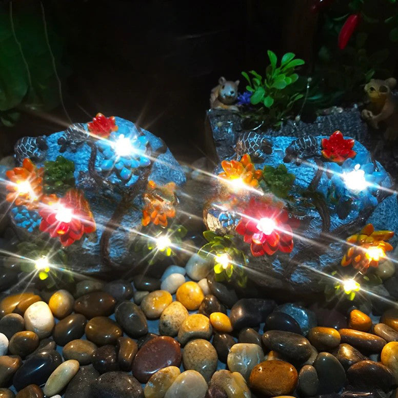 Éclairage paysager LED tortue fleur en résine imitation pierre solaire Art Déco moderne étanche pour jardin 