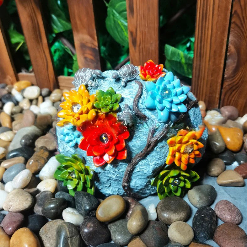 Éclairage paysager LED tortue fleur en résine imitation pierre solaire Art Déco moderne étanche pour jardin 