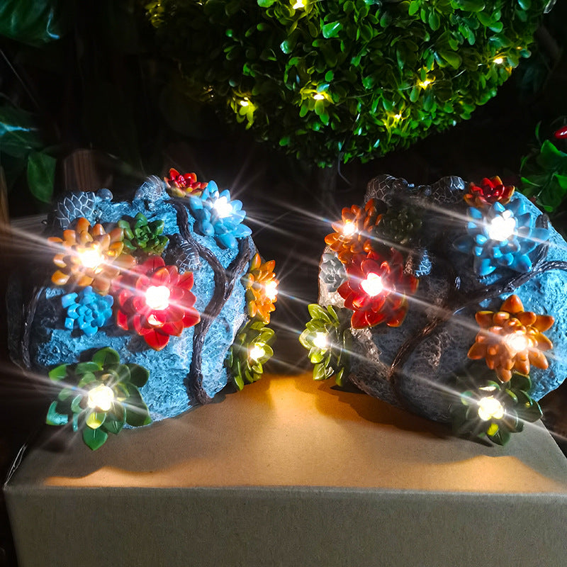 Éclairage paysager LED tortue fleur en résine imitation pierre solaire Art Déco moderne étanche pour jardin 