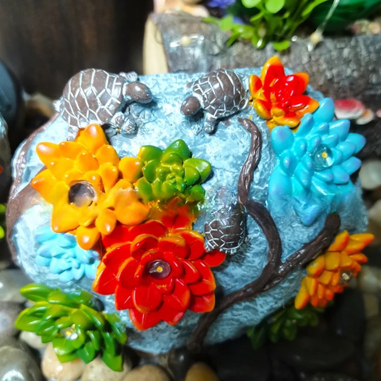 Éclairage paysager LED tortue fleur en résine imitation pierre solaire Art Déco moderne étanche pour jardin 