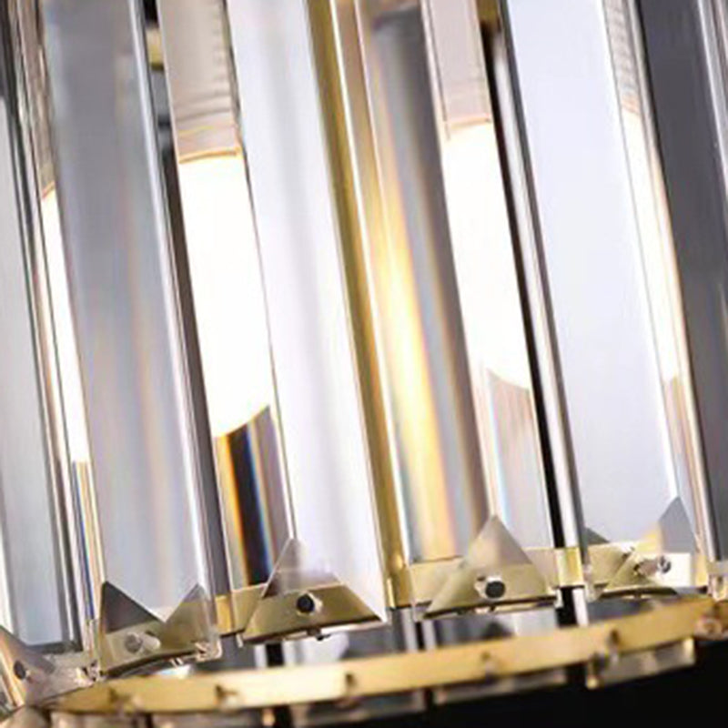 Lustre suspendu moderne en métal avec cristaux, rond, carré, cylindre, 1 lumière pour chevet 