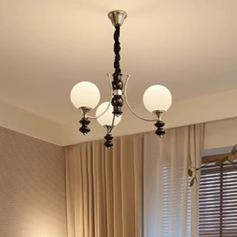 Traditionelle Vintage Esche Holz Metall Glas Ball 3/5/6/8 Licht Kronleuchter Für Wohnzimmer 