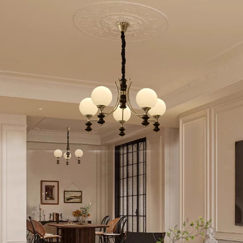 Traditionelle Vintage Esche Holz Metall Glas Ball 3/5/6/8 Licht Kronleuchter Für Wohnzimmer 