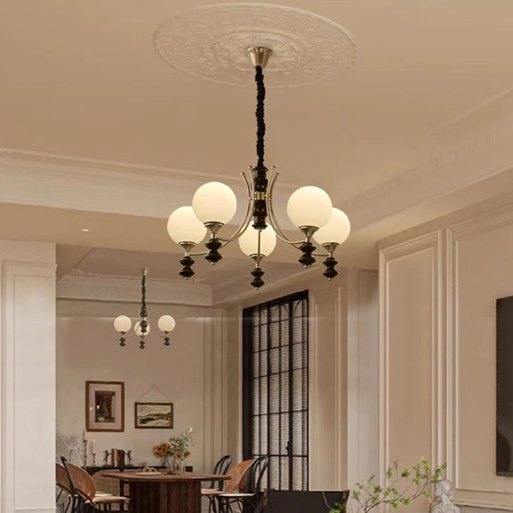 Traditionelle Vintage Esche Holz Metall Glas Ball 3/5/6/8 Licht Kronleuchter Für Wohnzimmer 
