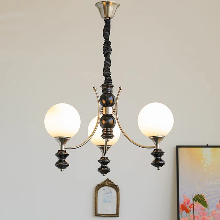 Traditionelle Vintage Esche Holz Metall Glas Ball 3/5/6/8 Licht Kronleuchter Für Wohnzimmer 