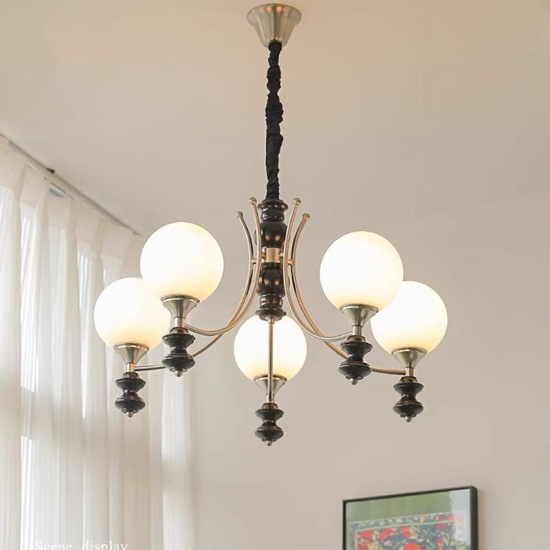 Traditionelle Vintage Esche Holz Metall Glas Ball 3/5/6/8 Licht Kronleuchter Für Wohnzimmer 