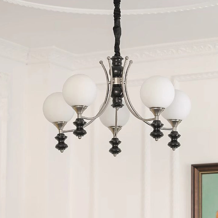 Traditionelle Vintage Esche Holz Metall Glas Ball 3/5/6/8 Licht Kronleuchter Für Wohnzimmer 