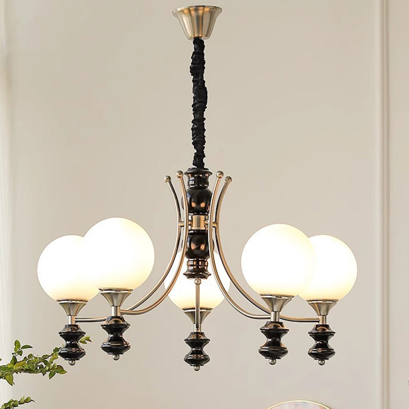 Traditionelle Vintage Esche Holz Metall Glas Ball 3/5/6/8 Licht Kronleuchter Für Wohnzimmer 