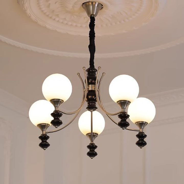 Traditionelle Vintage Esche Holz Metall Glas Ball 3/5/6/8 Licht Kronleuchter Für Wohnzimmer 