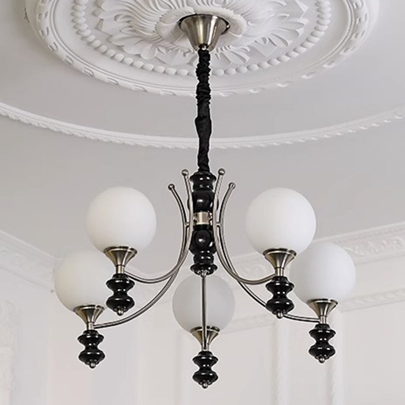 Traditionelle Vintage Esche Holz Metall Glas Ball 3/5/6/8 Licht Kronleuchter Für Wohnzimmer 
