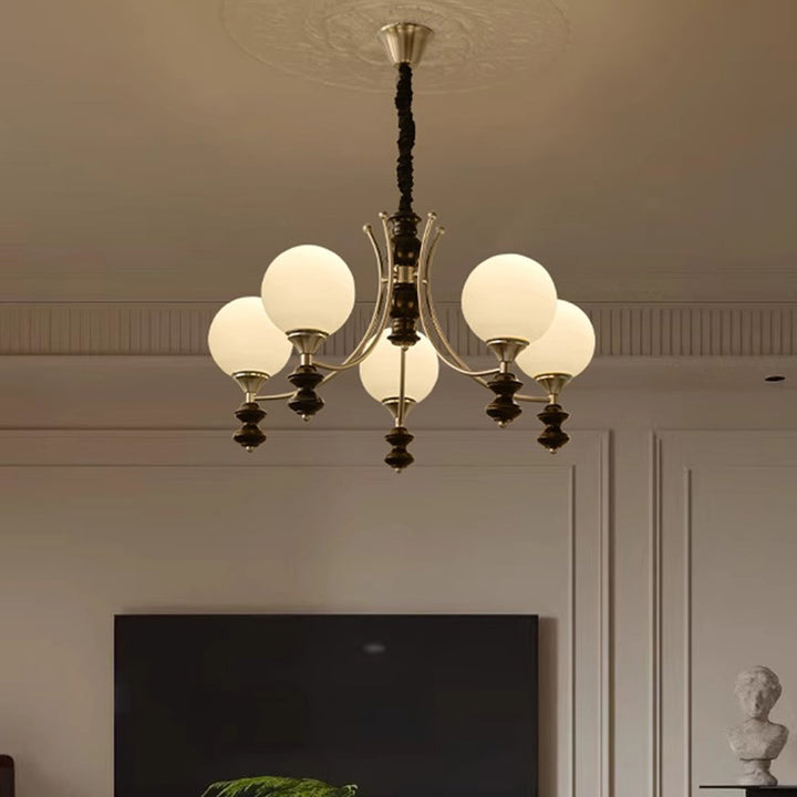 Traditionelle Vintage Esche Holz Metall Glas Ball 3/5/6/8 Licht Kronleuchter Für Wohnzimmer 