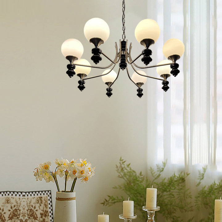 Traditionelle Vintage Esche Holz Metall Glas Ball 3/5/6/8 Licht Kronleuchter Für Wohnzimmer 