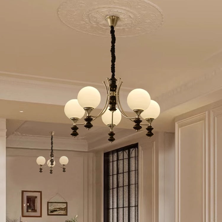 Traditionelle Vintage Esche Holz Metall Glas Ball 3/5/6/8 Licht Kronleuchter Für Wohnzimmer 