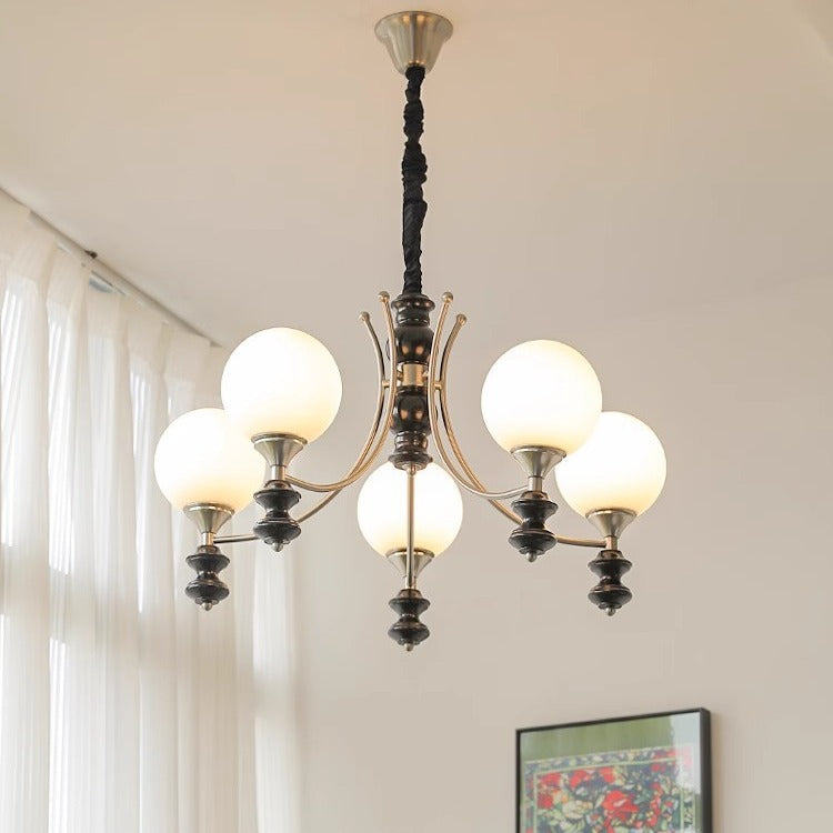 Traditionelle Vintage Esche Holz Metall Glas Ball 3/5/6/8 Licht Kronleuchter Für Wohnzimmer 