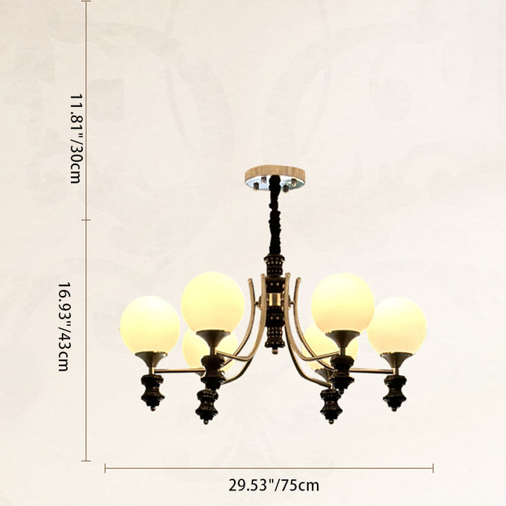 Traditionelle Vintage Esche Holz Metall Glas Ball 3/5/6/8 Licht Kronleuchter Für Wohnzimmer 