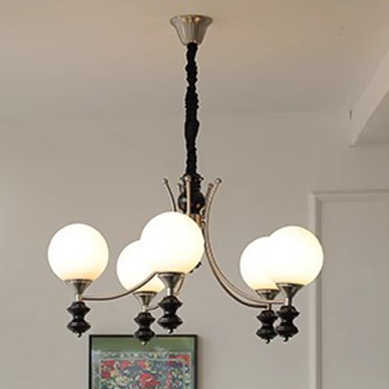 Traditionelle Vintage Esche Holz Metall Glas Ball 3/5/6/8 Licht Kronleuchter Für Wohnzimmer 