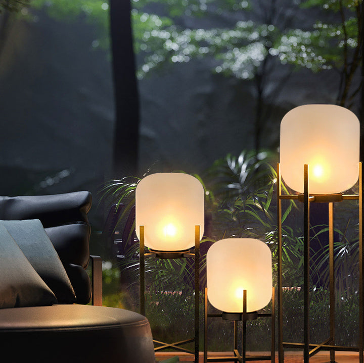 Lampe de sol LED en acrylique en acier inoxydable cylindrique étanche à l&