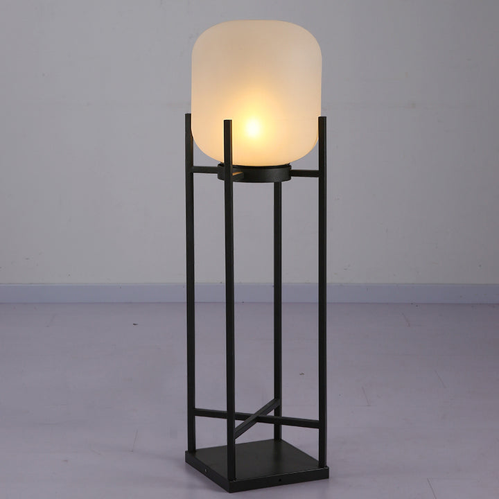 Lampe de sol LED en acrylique en acier inoxydable cylindrique étanche à l&