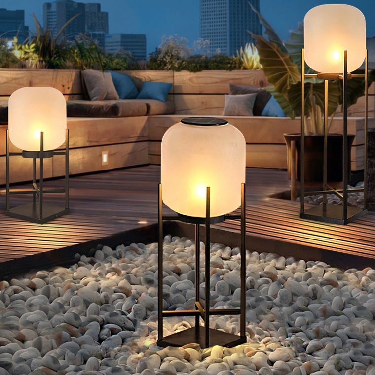 Lampe de sol LED en acrylique en acier inoxydable cylindrique étanche à l&