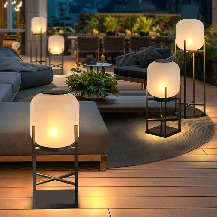 Lampe de sol LED en acrylique en acier inoxydable cylindrique étanche à l&