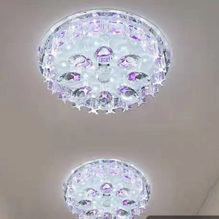 Luz de techo LED empotrada de cristal ovalado redondo de lujo moderno para pasillo 