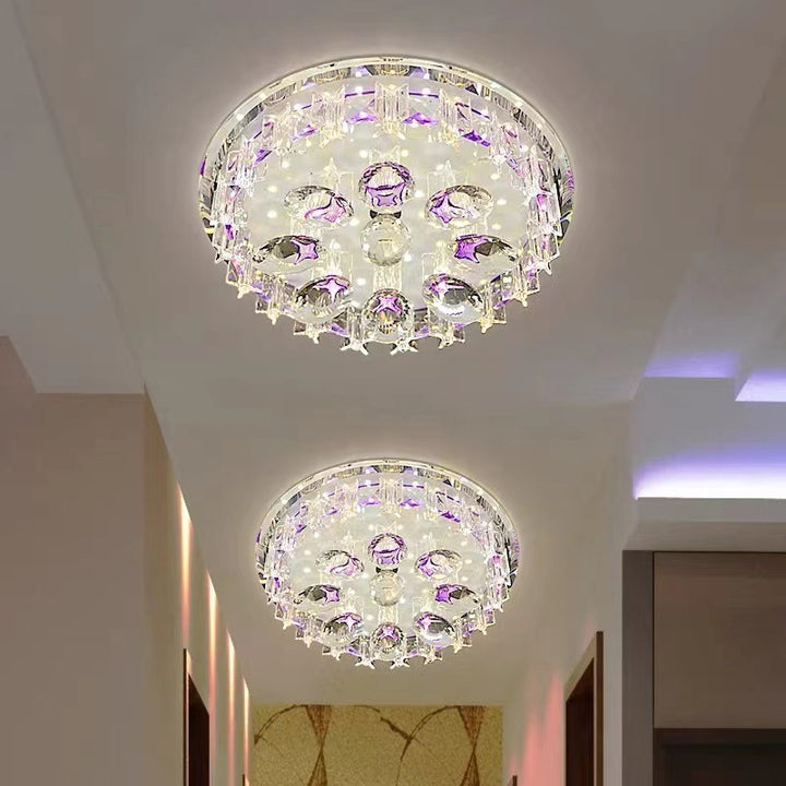 Luz de techo LED empotrada de cristal ovalado redondo de lujo moderno para pasillo 