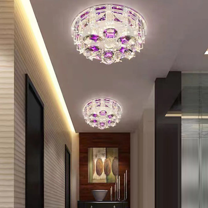 Luz de techo LED empotrada de cristal ovalado redondo de lujo moderno para pasillo 