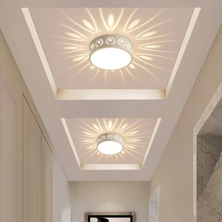 Contemporary Nordic Iron Acrylic Round Shadow LED Flush Mount Ceiling Light For Hallway