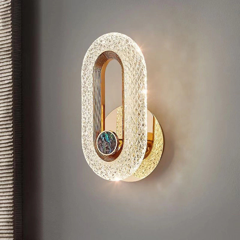 Applique murale LED elliptique en aluminium et acrylique de luxe moderne pour chevet 