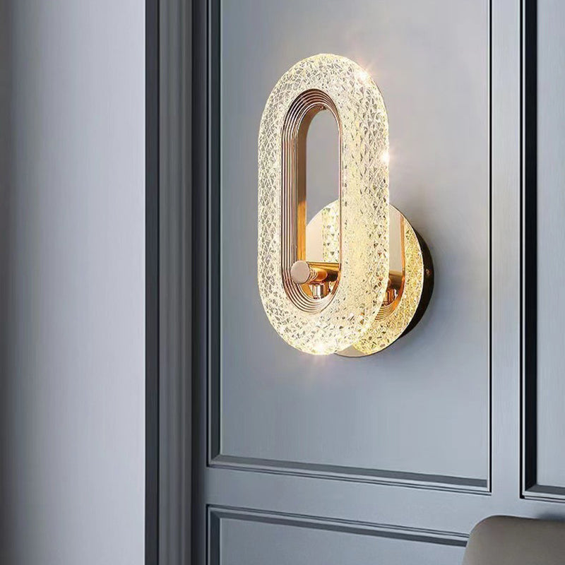 Applique murale LED elliptique en aluminium et acrylique de luxe moderne pour chevet 