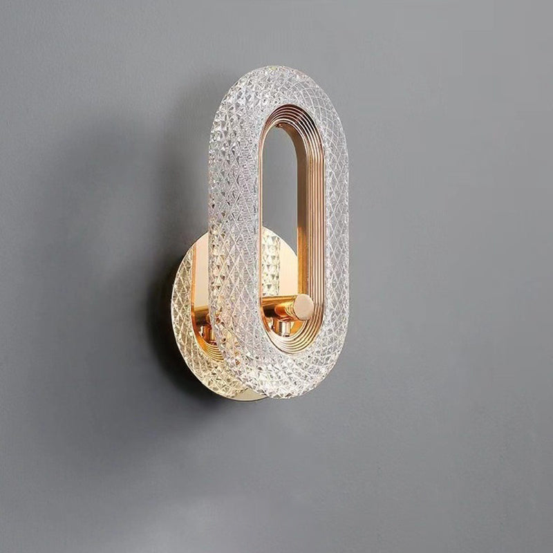 Applique murale LED elliptique en aluminium et acrylique de luxe moderne pour chevet 