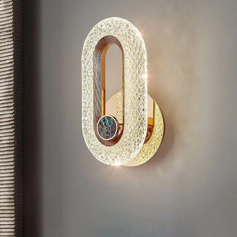 Applique murale LED elliptique en aluminium et acrylique de luxe moderne pour chevet 