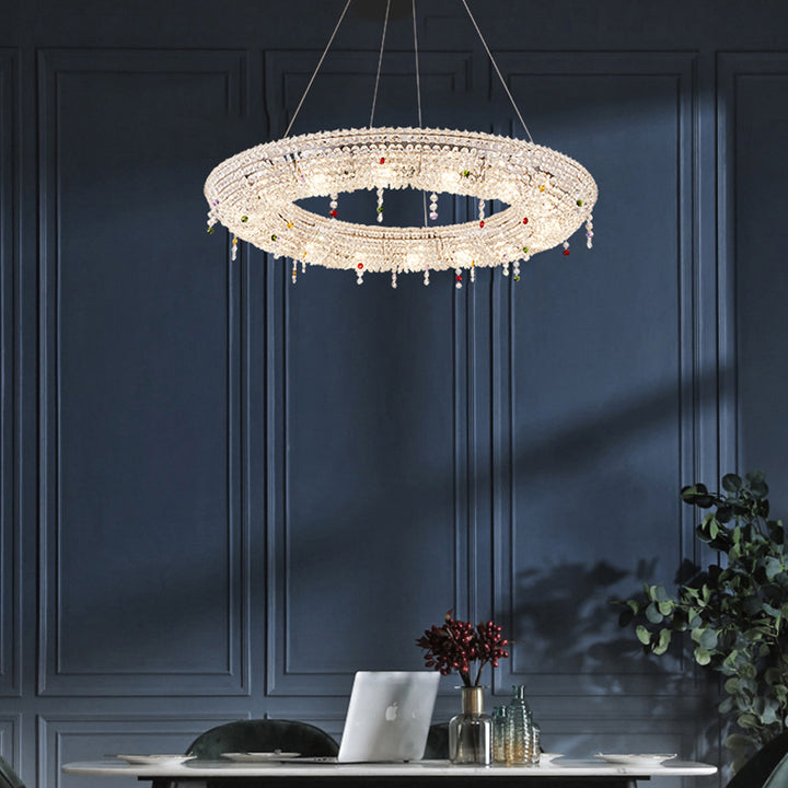 Moderne Luxus Edelstahl Kristall Runde Elliptische Perlen 12/15/16/20 Licht Kronleuchter Für Wohnzimmer 