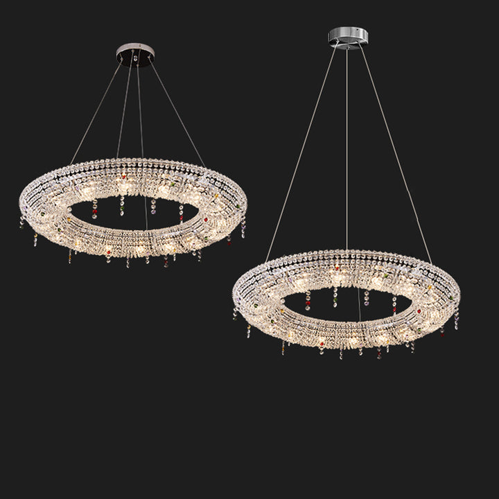 Moderne Luxus Edelstahl Kristall Runde Elliptische Perlen 12/15/16/20 Licht Kronleuchter Für Wohnzimmer 