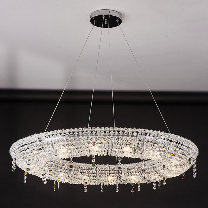 Moderne Luxus Edelstahl Kristall Runde Elliptische Perlen 12/15/16/20 Licht Kronleuchter Für Wohnzimmer 