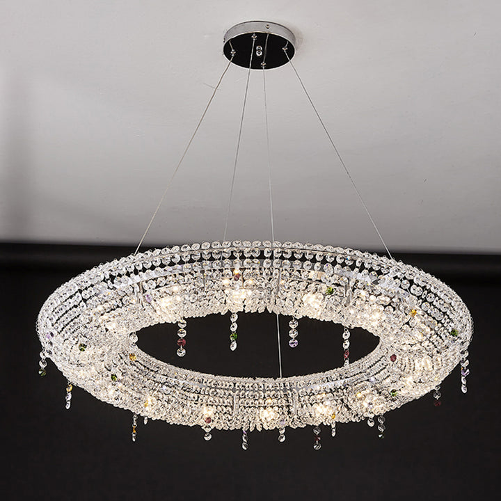 Moderne Luxus Edelstahl Kristall Runde Elliptische Perlen 12/15/16/20 Licht Kronleuchter Für Wohnzimmer 