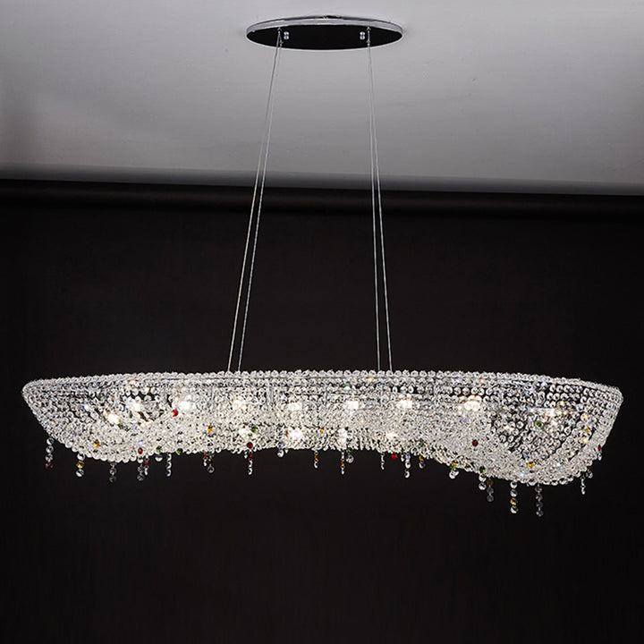 Moderne Luxus Edelstahl Kristall Runde Elliptische Perlen 12/15/16/20 Licht Kronleuchter Für Wohnzimmer 