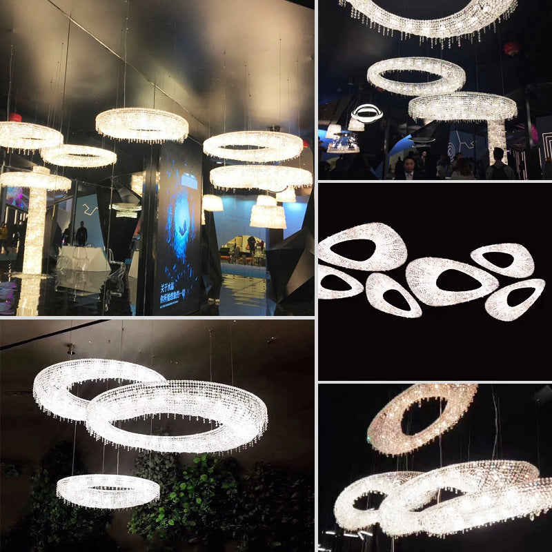 Moderne Luxus Edelstahl Kristall Runde Elliptische Perlen 12/15/16/20 Licht Kronleuchter Für Wohnzimmer 