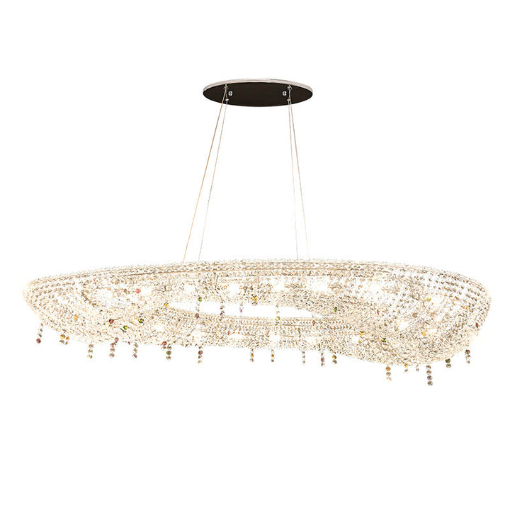 Moderne Luxus Edelstahl Kristall Runde Elliptische Perlen 12/15/16/20 Licht Kronleuchter Für Wohnzimmer 