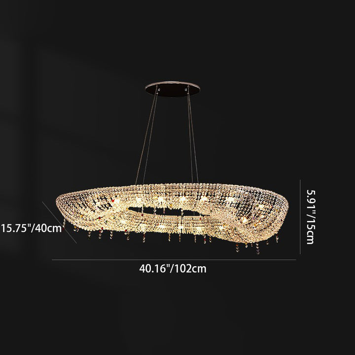 Moderne Luxus Edelstahl Kristall Runde Elliptische Perlen 12/15/16/20 Licht Kronleuchter Für Wohnzimmer 