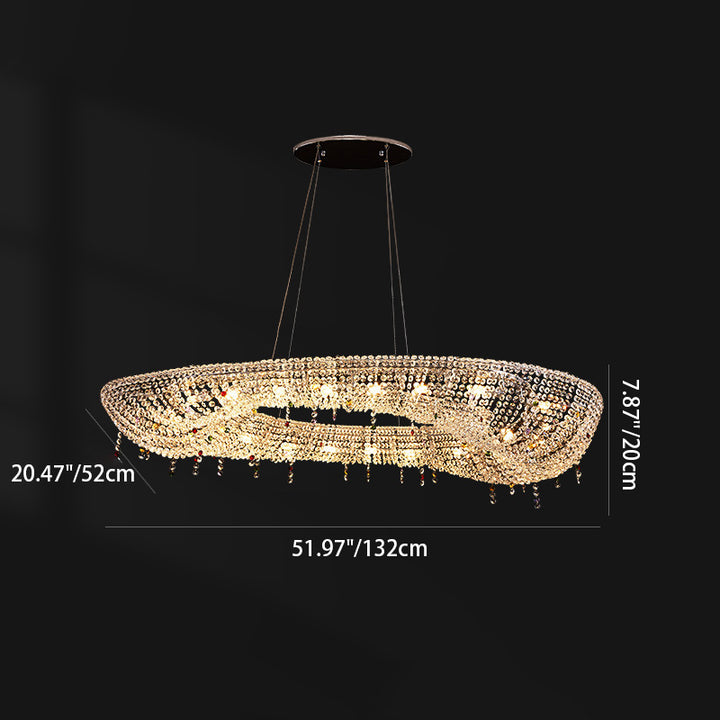 Moderne Luxus Edelstahl Kristall Runde Elliptische Perlen 12/15/16/20 Licht Kronleuchter Für Wohnzimmer 