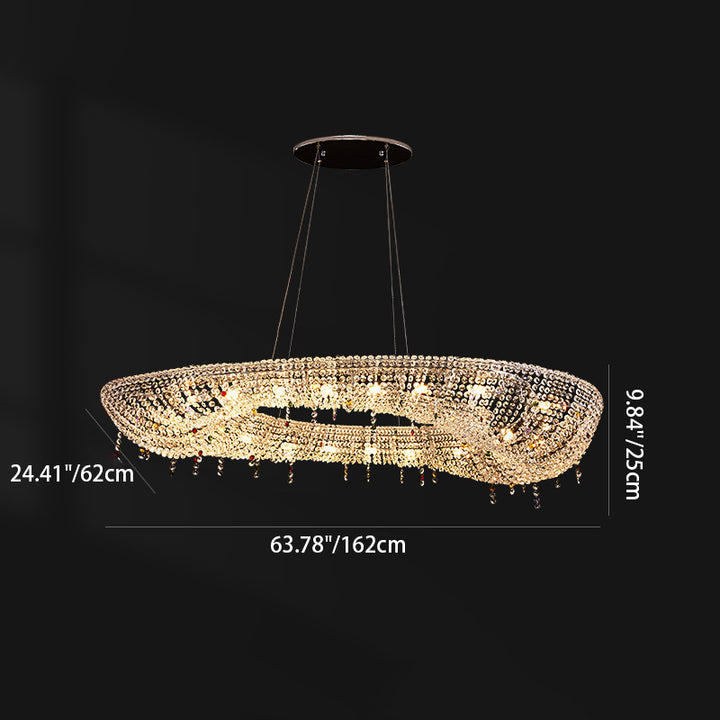 Moderne Luxus Edelstahl Kristall Runde Elliptische Perlen 12/15/16/20 Licht Kronleuchter Für Wohnzimmer 