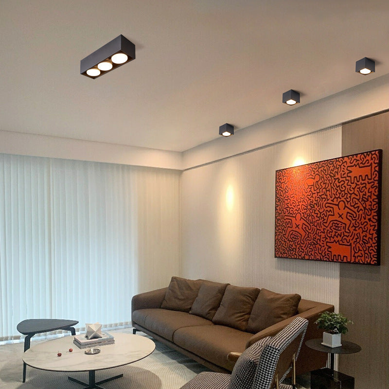 Moderne minimalistische quadratische Deckenleuchte aus Eisen mit 1/2/3/4-flammiger Aufputzmontage für das Wohnzimmer 