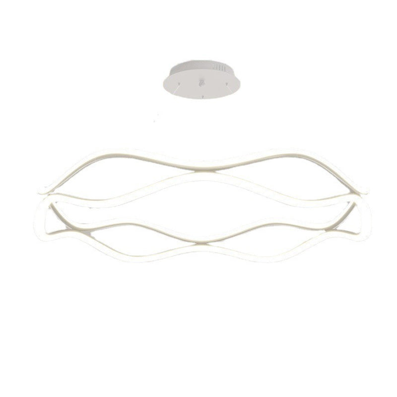 Lámparas de araña LED redondas de onda de resina de aluminio y hierro nórdico contemporáneo para sala de estar 