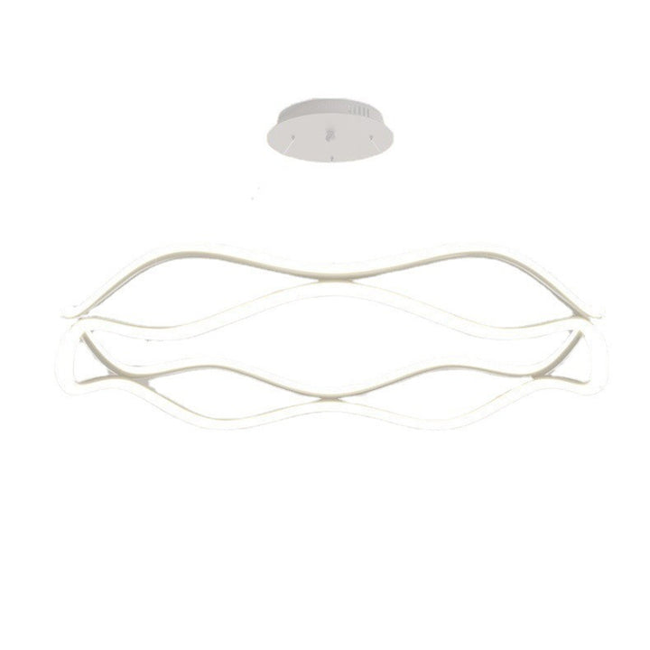Lámparas de araña LED redondas de onda de resina de aluminio y hierro nórdico contemporáneo para sala de estar 