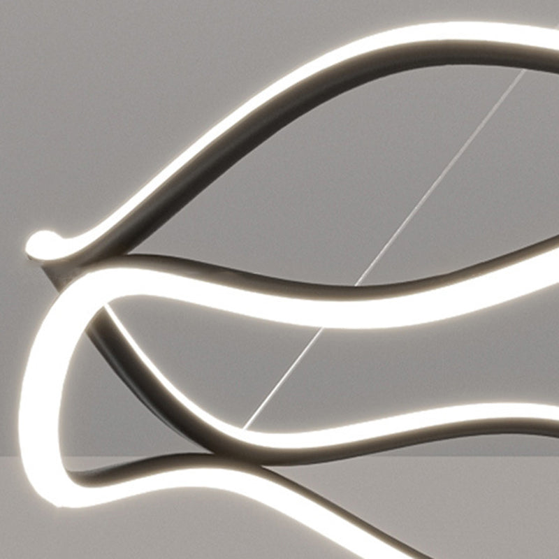 Lámparas de araña LED redondas de onda de resina de aluminio y hierro nórdico contemporáneo para sala de estar 
