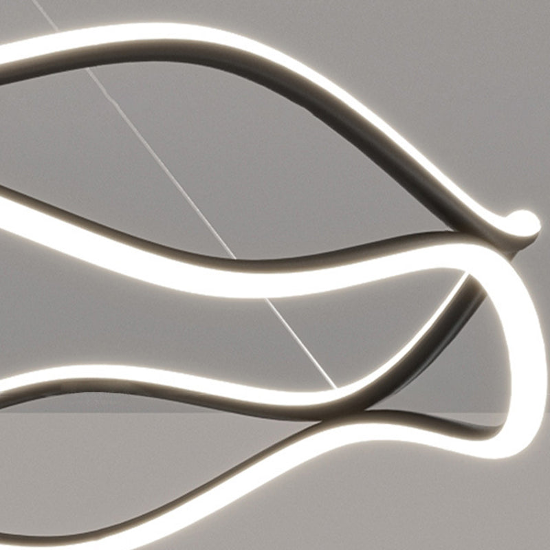 Lámparas de araña LED redondas de onda de resina de aluminio y hierro nórdico contemporáneo para sala de estar 