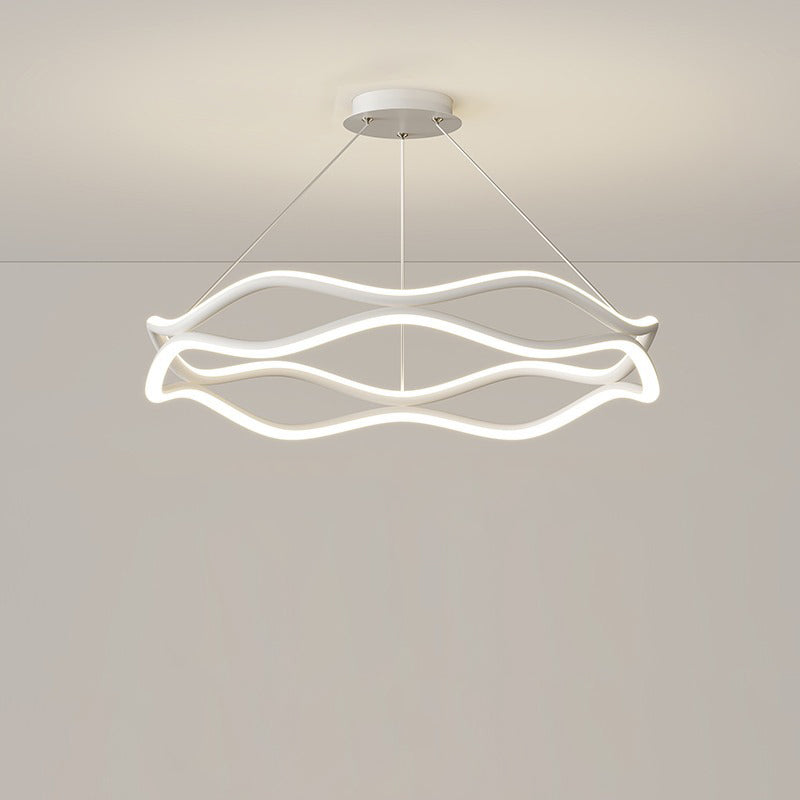 Lámparas de araña LED redondas de onda de resina de aluminio y hierro nórdico contemporáneo para sala de estar 