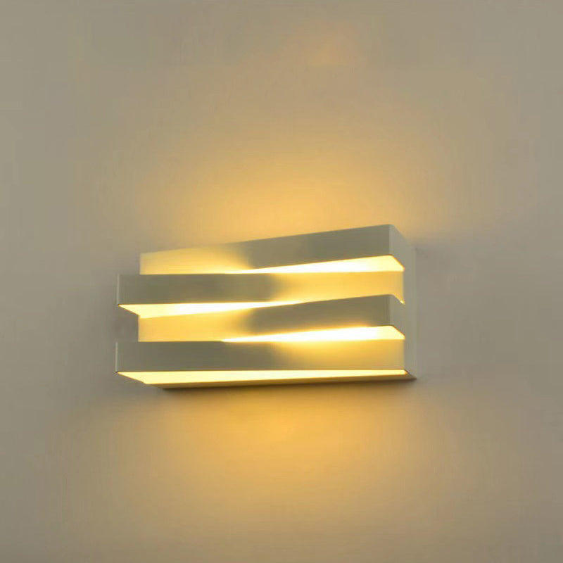 Contemporary Creative Iron Rectangular Up And Down LED Wall Sconce Lamp For Hallway